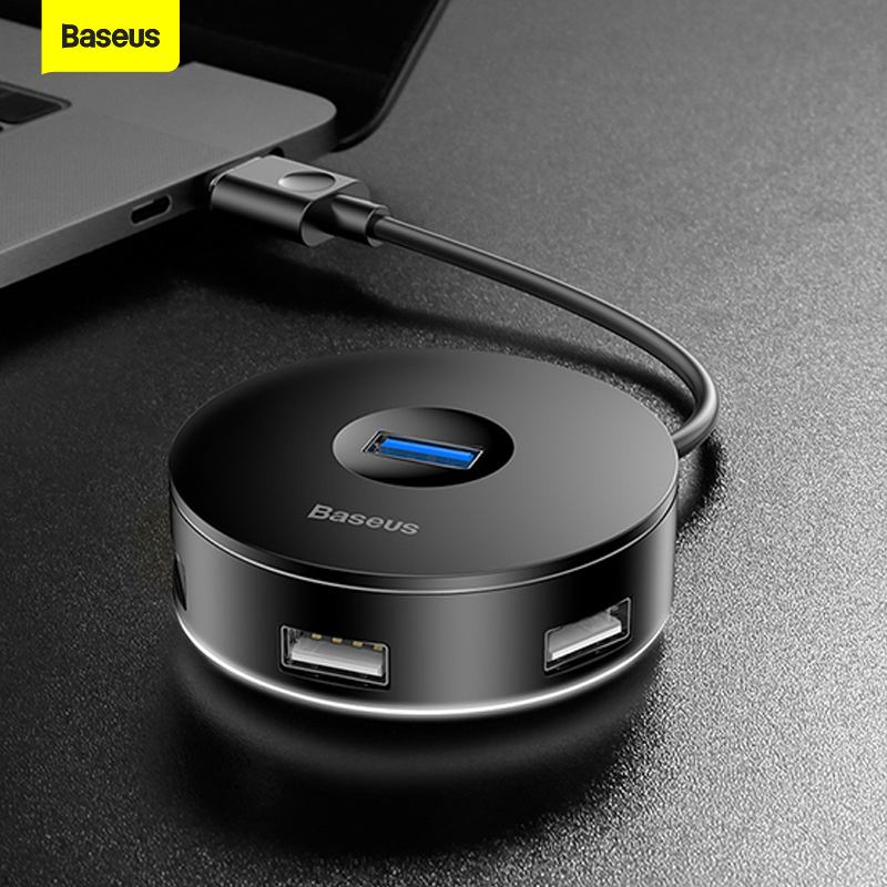 Baseus USB 허브 4 포트 허브 하드 드라이브 용 고속 USB 3.0 분배기 USB 플래시 드라이브 마우스 키보드 확장 어댑터 USB 3.0 허브